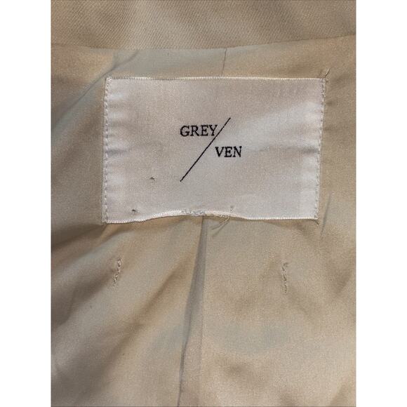Grey/Ven Mulberry Peak-Lapel Double-Breasted Blazer Sz Small In Summer White - Picture 5 of 11